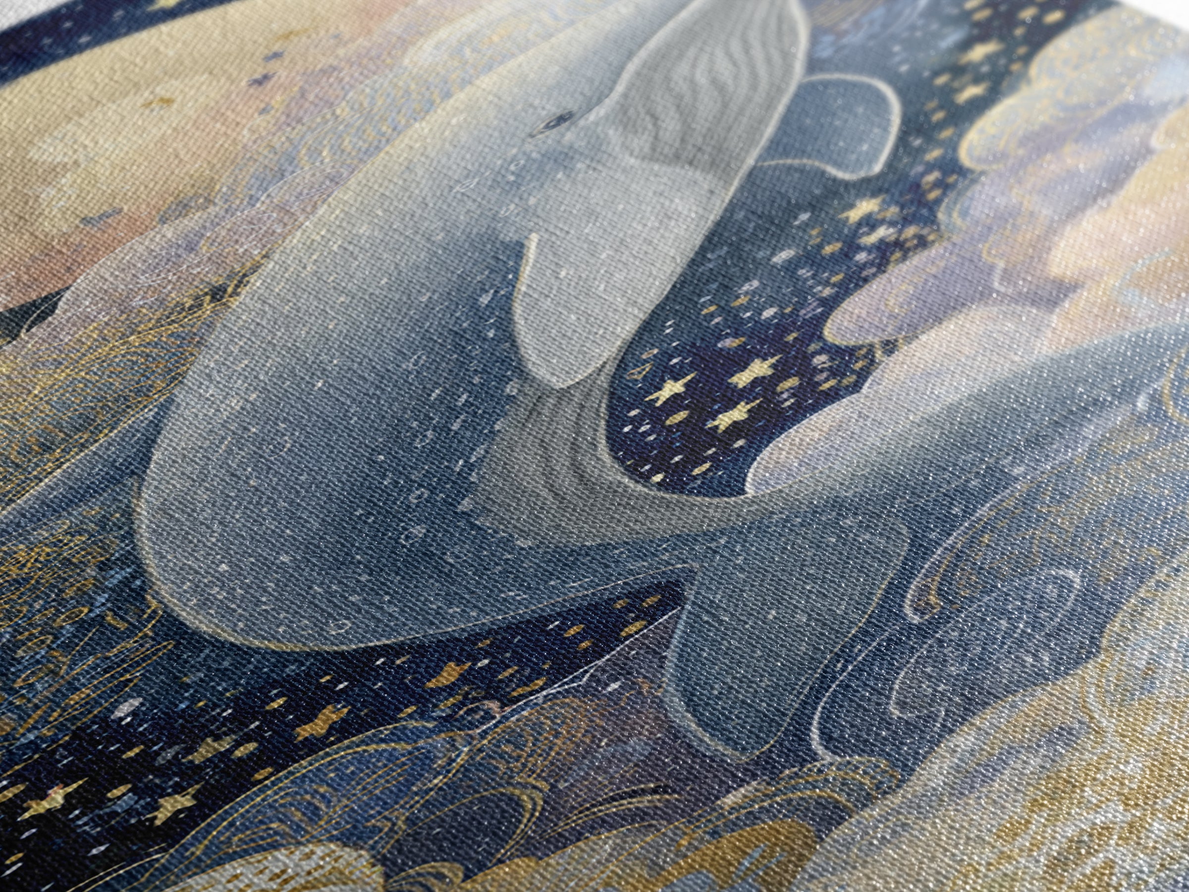 Whale and Tiny Stars Canvas Print, Nursery Art, Nursery Wall Decor, Nursery Decor, Fine Art, Nursery, Playroom Wall Art, NUR-1x3-68