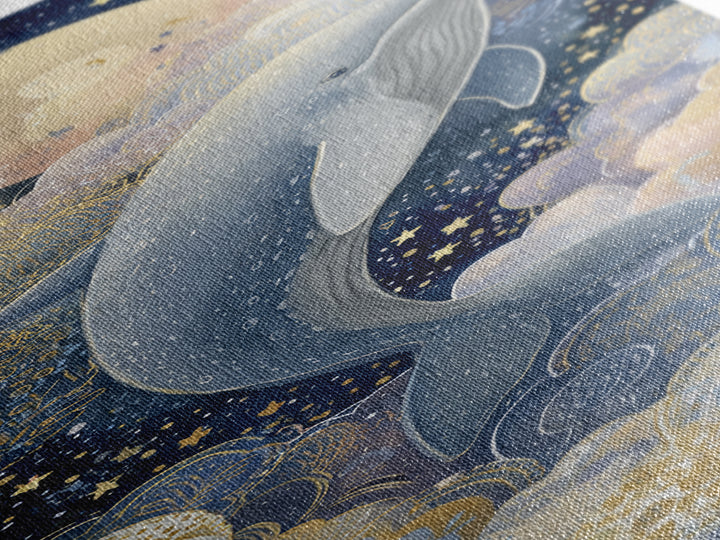 Whale and Tiny Stars Canvas Print, Nursery Art, Nursery Wall Decor, Nursery Decor, Fine Art, Nursery, Playroom Wall Art, NUR-1x3-68