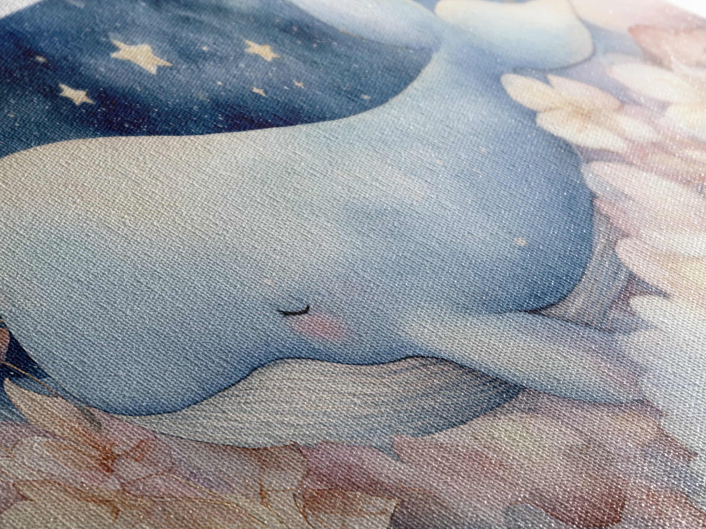 Whale and Tiny Stars Framed Canvas Print, Nursery Art, Playroom Wall Decor, Nursery Decor, Fine Art, Nursery, Modern Decor, NUR-2x1-100