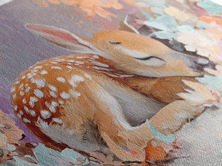 Deer Fawn Sleeping Framed Canvas Print, Nursery Art, Kids Room Wall Art, Nursery Decor, Fine Art, Nursery, Luxury Decor, NUR-2x1-19
