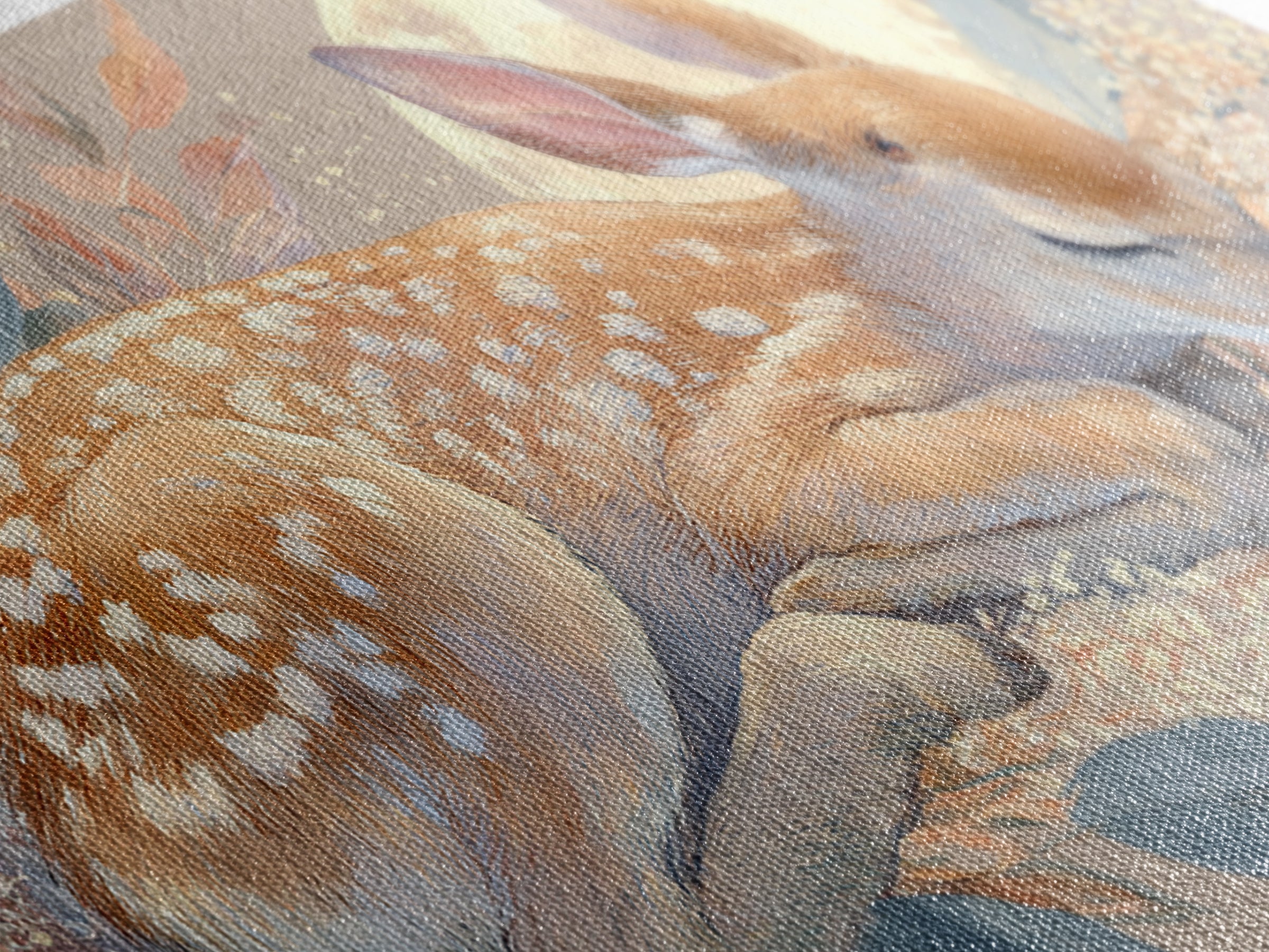 Deer Fawn Sleeping Framed Canvas Print, Nursery Art, Wall Hangings, Nursery Decor, Fine Art, Nursery, Digital Download Art, NUR-2x1-43