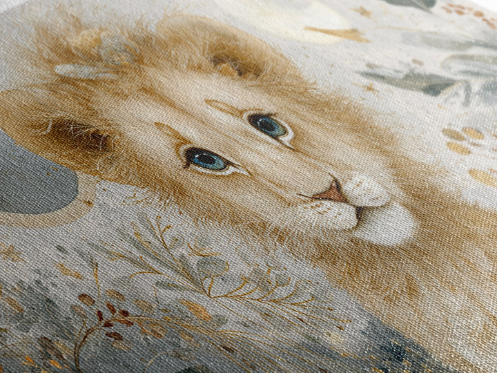 Lion Cub with Soft Golden Mane Framed Canvas Print, Nursery Art, Nursery Decor, Watercolor Art, Nursery 105, Wall Art Set of, NUR-2x1-5