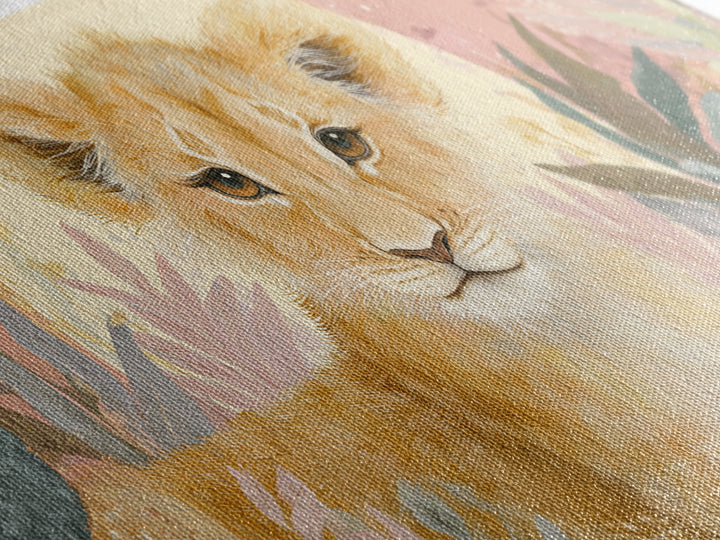 Lion Cub with Soft Golden Mane Canvas Print, Nursery Art, Printable Art, Nursery Decor, Oil Painting, Nursery, Watercolor Print, NUR-2x1-53