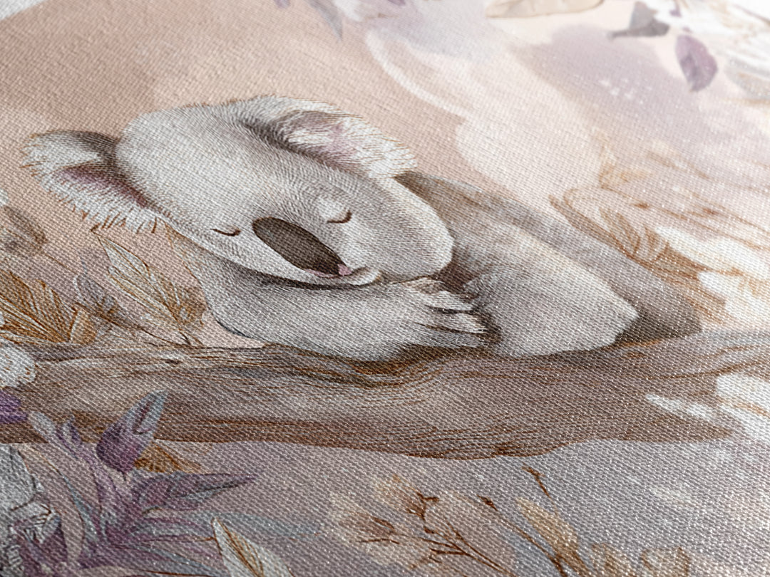 Sleeping Koala on Eucalyptus Branch Canvas Print, Nursery Art, Digital Art, Nursery Decor, Watercolor Art, Nursery, NUR-2x1-57