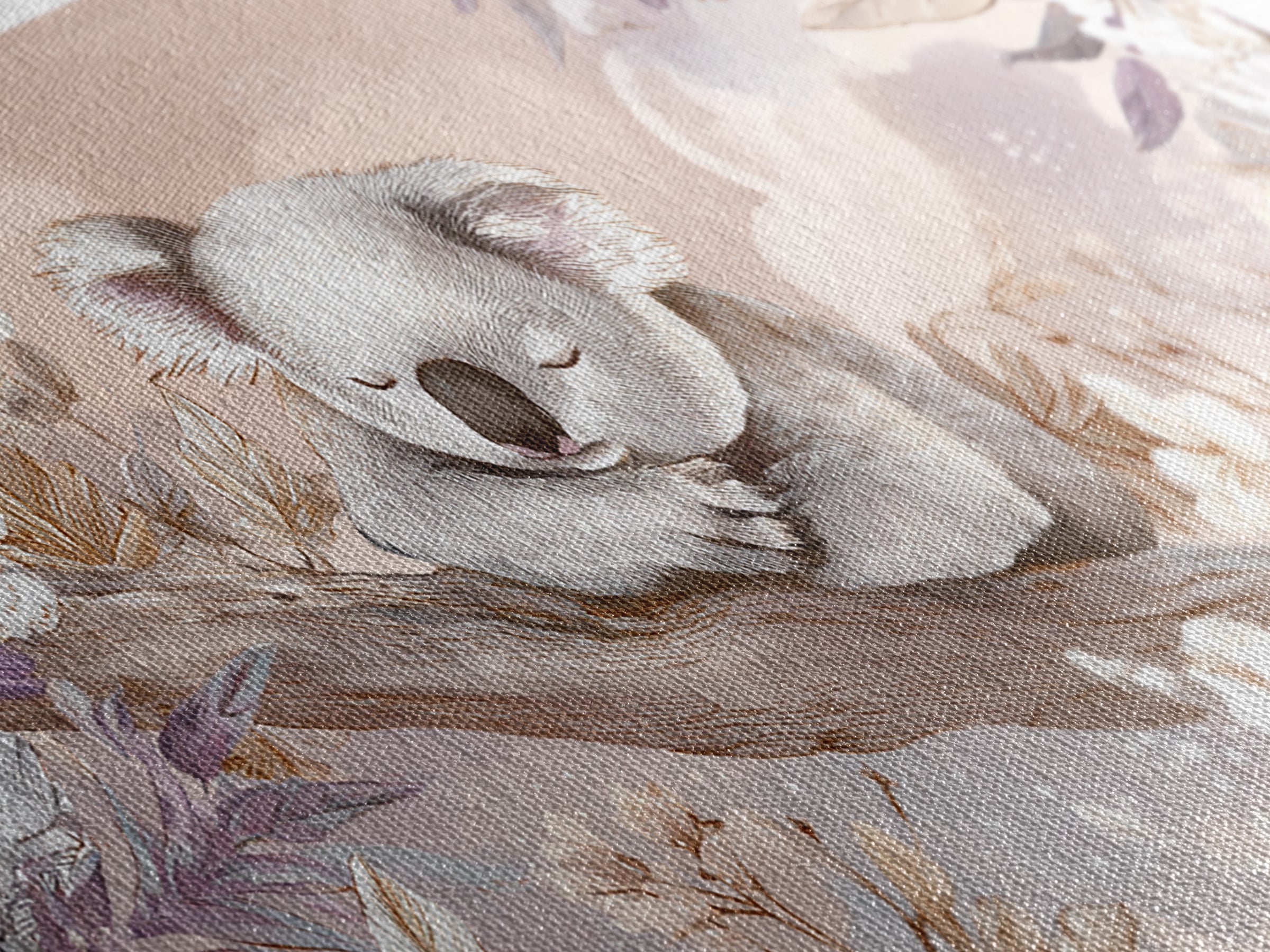 Sleeping Koala on Eucalyptus Branch Canvas Print, Nursery Art, Digital Art, Nursery Decor, Watercolor Art, Nursery, NUR-2x1-57