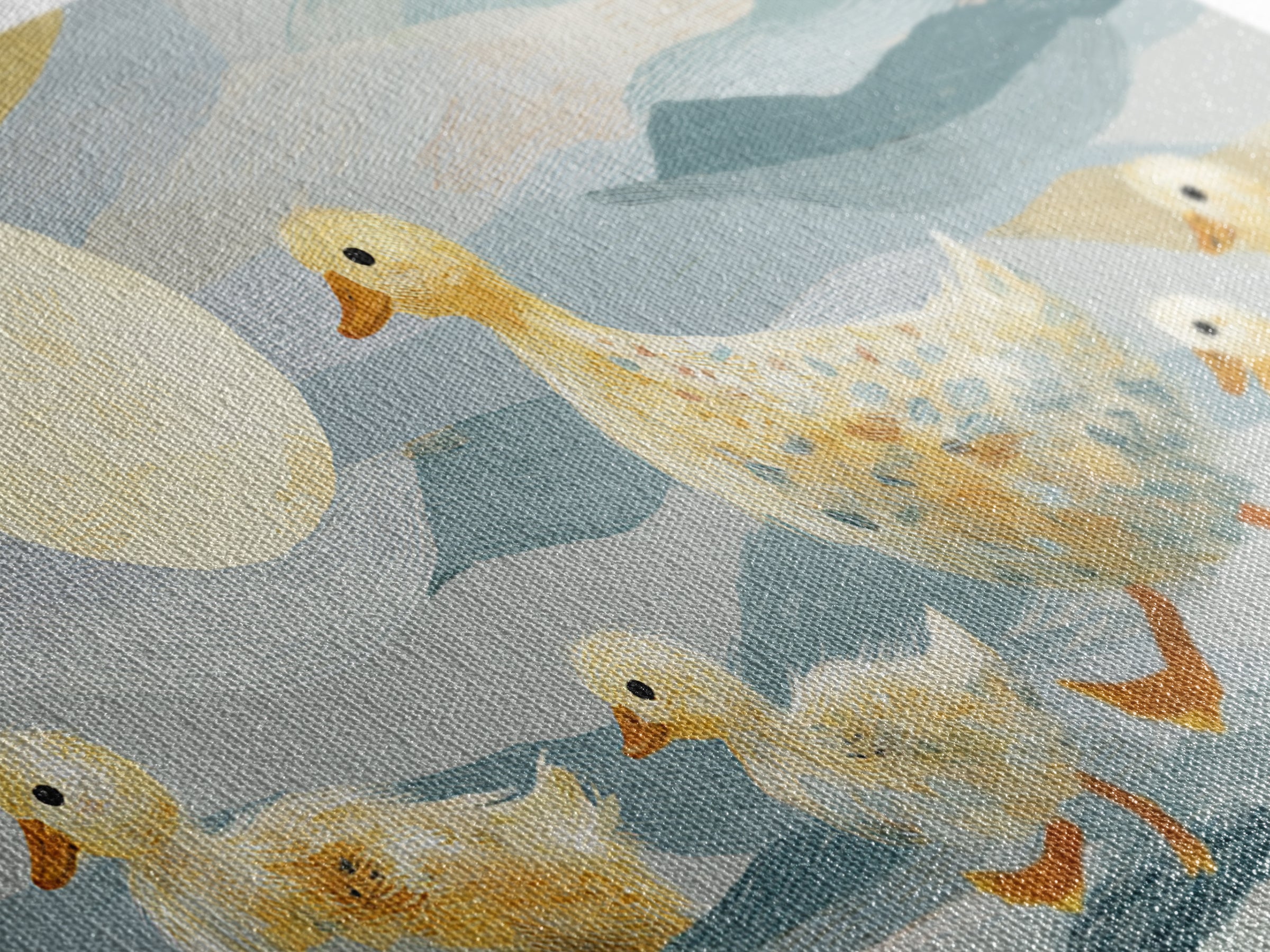 Ducklings Following a Mother Duck Canvas Print, Nursery Art, Wall Art, Nursery Decor, Oil Painting, Nursery, Nursery Prints, NUR-2x1-58