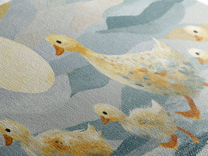 Ducklings Following a Mother Duck Canvas Print, Nursery Art, Wall Art, Nursery Decor, Oil Painting, Nursery, Nursery Prints, NUR-2x1-58