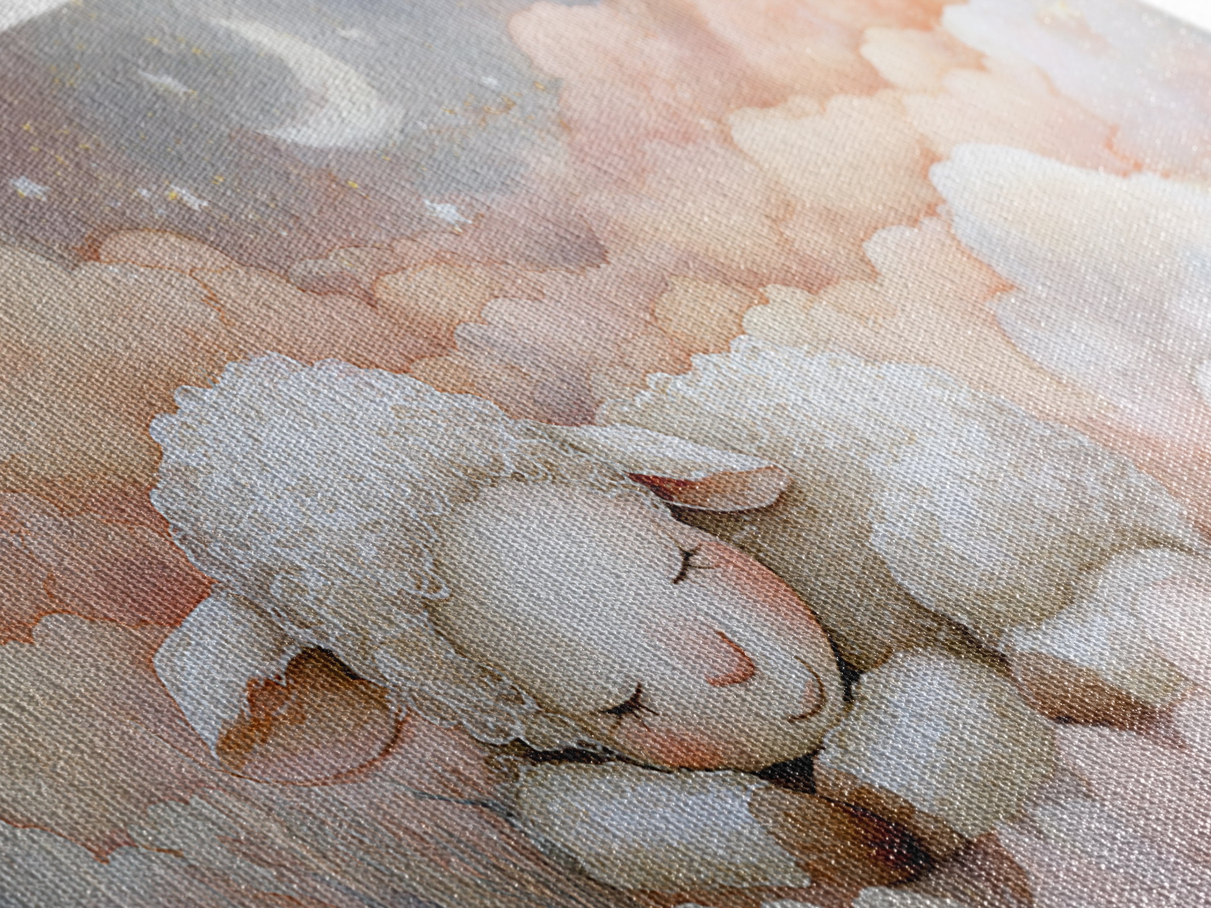 Little Lamb under a Starry Sky Canvas Print, Nursery Art, Girl Nursery Decor, Nursery Decor, Fine Art, Nursery, Kids Room Art, NUR-2x1-63