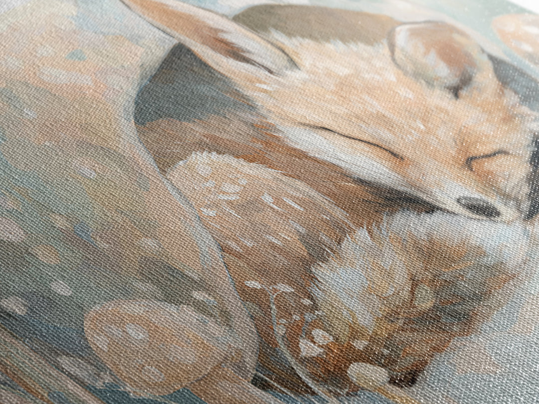 Woodland Fox Tucked Framed Canvas Print, Nursery Art, Nursery, Nursery Decor, Fine Art, Nursery, Playroom Wall Decor, NUR-2x1-72