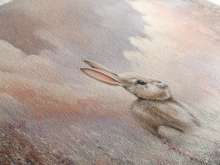 Soft Bunny in a Wildflower Meadow Canvas Print, Nursery Art, Nursery Wall Art, Nursery Decor, Watercolor Art, Nursery, NUR-2x1-73