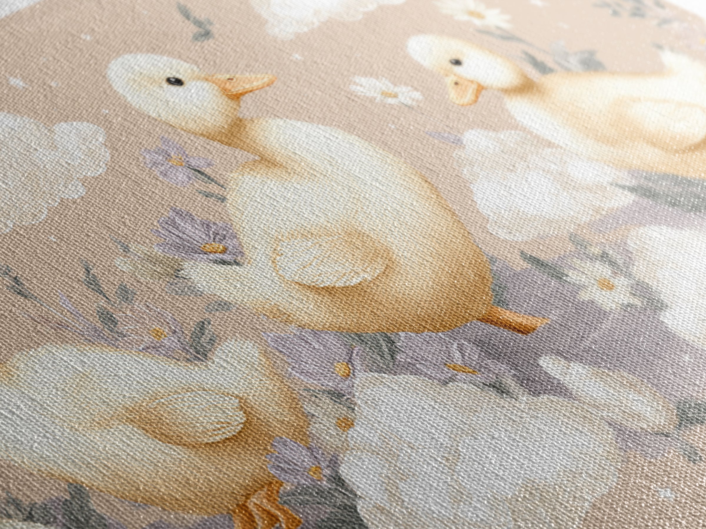 Ducklings Following a Mother Duck Canvas Print, Nursery Art, Wall Art, Nursery Decor, Oil Painting, Nursery, Nursery Prints, NUR-2x1-82