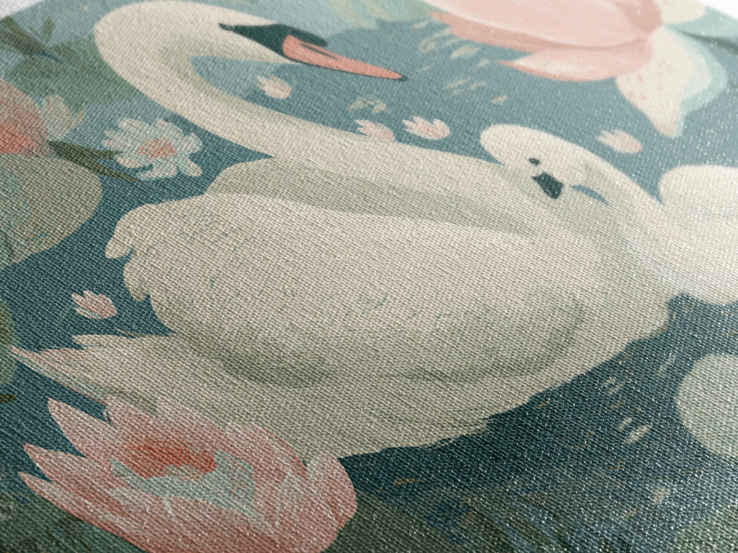 Swan and Cygnet Framed Canvas Print, Nursery Art, Digital Download Art, Nursery Decor, Fine Art, Nursery, Whimsical Wall Art, NUR-2x1-84