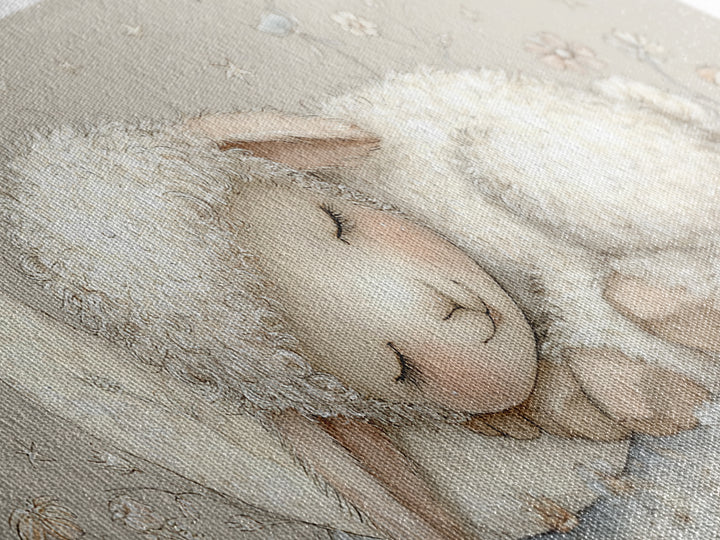 Little Lamb under a Starry Sky Framed Canvas Print, Nursery Art, Playroom Wall Decor, Nursery Decor, Fine Art, Nursery, NUR-2x1-87