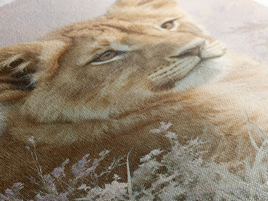 Lion Cub with Soft Golden Mane Framed Canvas Print, Nursery Art, Printable Wall Art, Nursery Decor, Abstract Art, Nursery, NUR-2x3-17