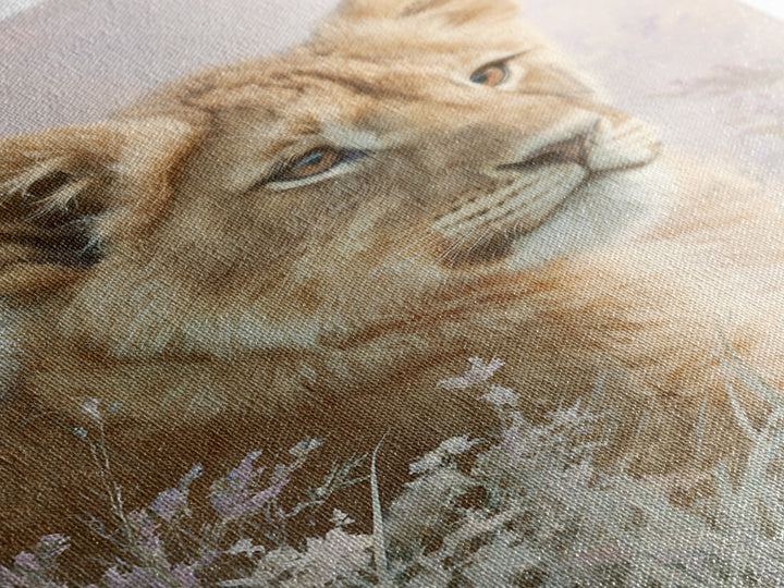 Lion Cub with Soft Golden Mane Framed Canvas Print, Nursery Art, Printable Wall Art, Nursery Decor, Abstract Art, Nursery, NUR-2x3-17