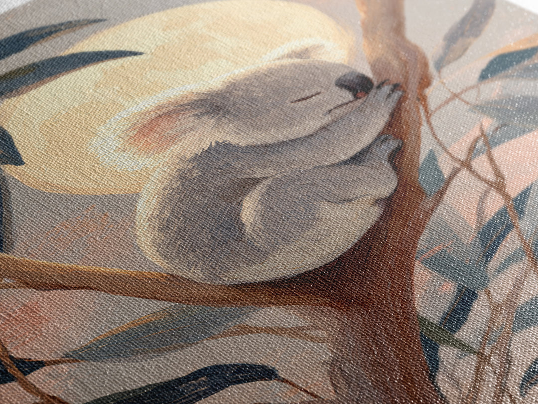 Sleeping Koala on Eucalyptus Branch Framed Canvas Print, Nursery Art, Contemporary Art, Nursery Decor, Fine Art, Nursery, NUR-2x3-21
