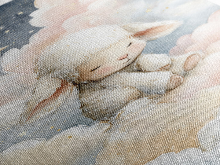 Little Lamb under a Starry Sky Framed Canvas Print, Nursery Art, Kids Room Art, Nursery Decor, Fine Art, Nursery, NUR-2x3-3