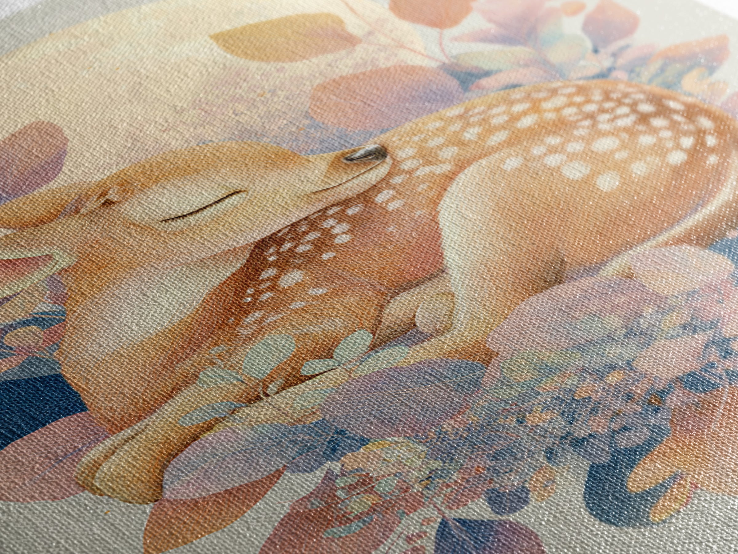 Deer Fawn Sleeping Canvas Print, Nursery Art, Fine Art Print, Nursery Decor, Fine Art, Nursery, Digital Art, Printable Wall Art, NUR-2x3-31