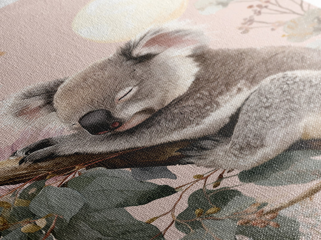 Sleeping Koala on Eucalyptus Branch Canvas Print, Nursery Art, Wall Hangings, Nursery Decor, Oil Painting, Nursery, NUR-2x3-45