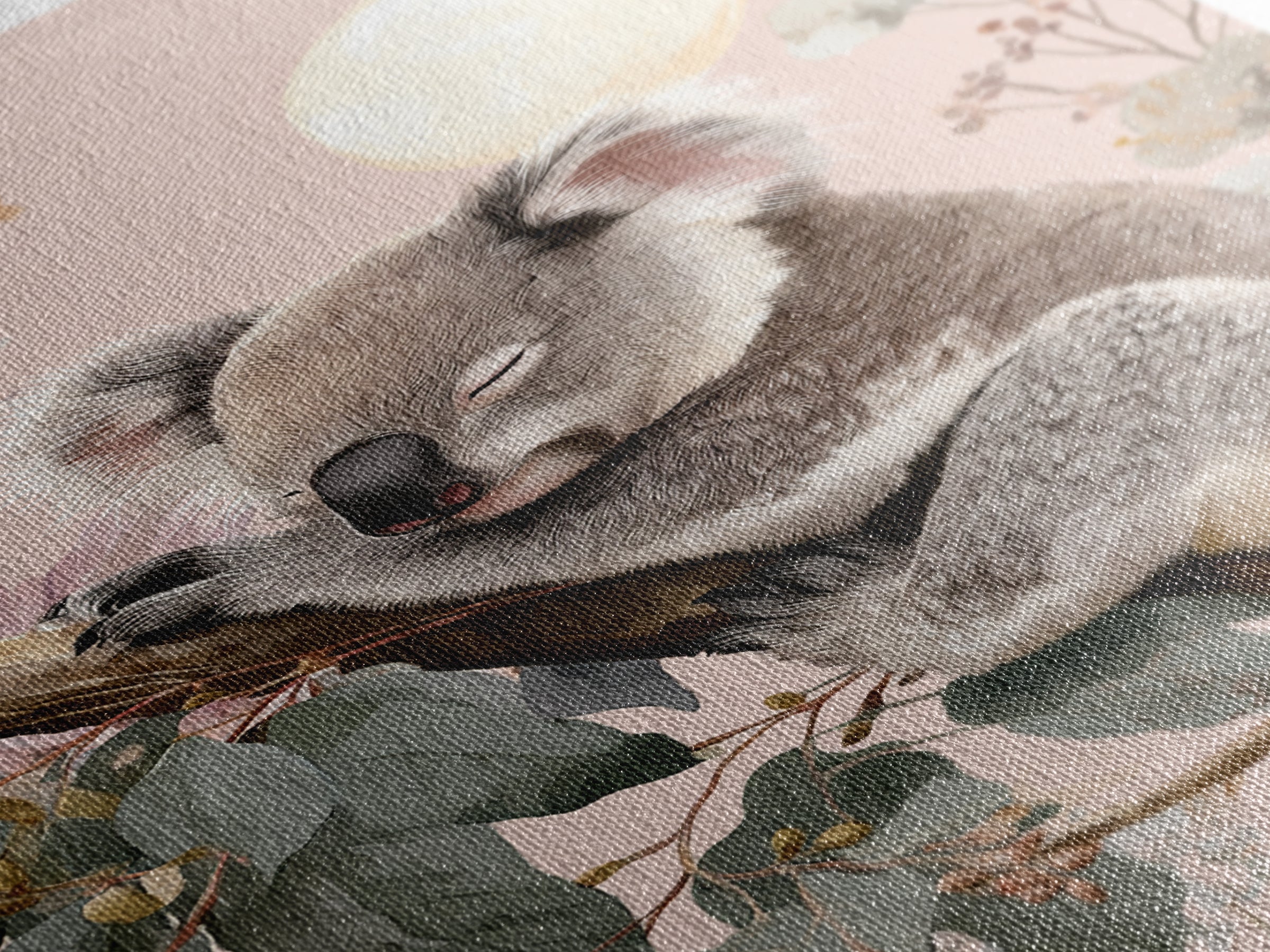 Sleeping Koala on Eucalyptus Branch Canvas Print, Nursery Art, Wall Hangings, Nursery Decor, Oil Painting, Nursery, NUR-2x3-45