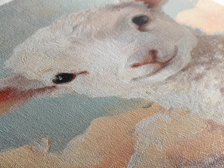 Little Lamb under a Starry Sky Framed Canvas Print, Nursery Art, Room Decor, Nursery Decor, Oil Painting, Nursery, NUR-2x3-51