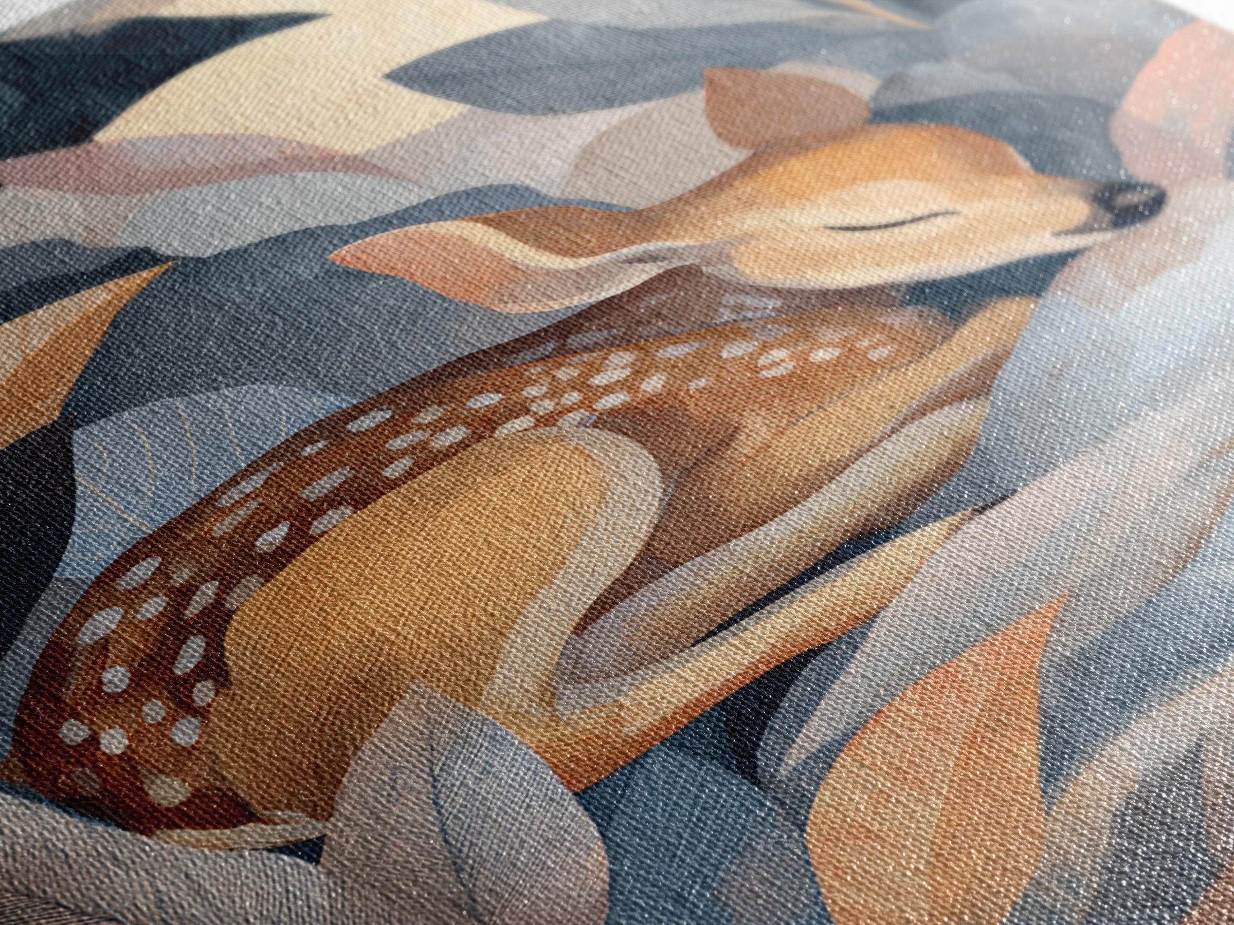 Deer Fawn Sleeping Framed Canvas Print, Nursery Art, Textured Painting, Nursery Decor, Fine Art, Nursery, Wall Art Print, NUR-2x3-55