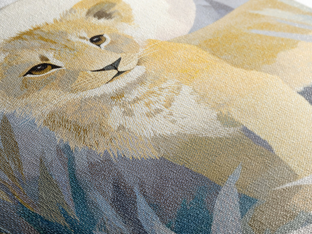 Lion Cub with Soft Golden Mane Canvas Print, Nursery Art, Wall Art Print, Nursery Decor, Fine Art, Nursery, Baby Girl Nursery, NUR-2x3-65