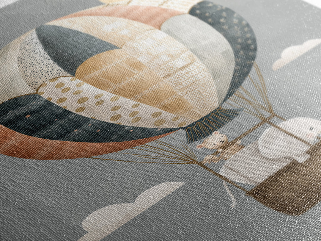 Floating Hot Air Balloon Framed Canvas Print, Nursery Art, Printable Art, Nursery Decor, Fine Art, Nursery, Watercolor Print, NUR-2x3-68