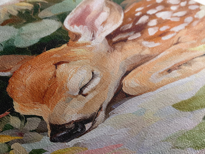 Deer Fawn Sleeping Canvas Print, Nursery Art, Playroom Wall Art, Nursery Decor, Fine Art, Nursery, Statement Artwork, NUR-2x3-7