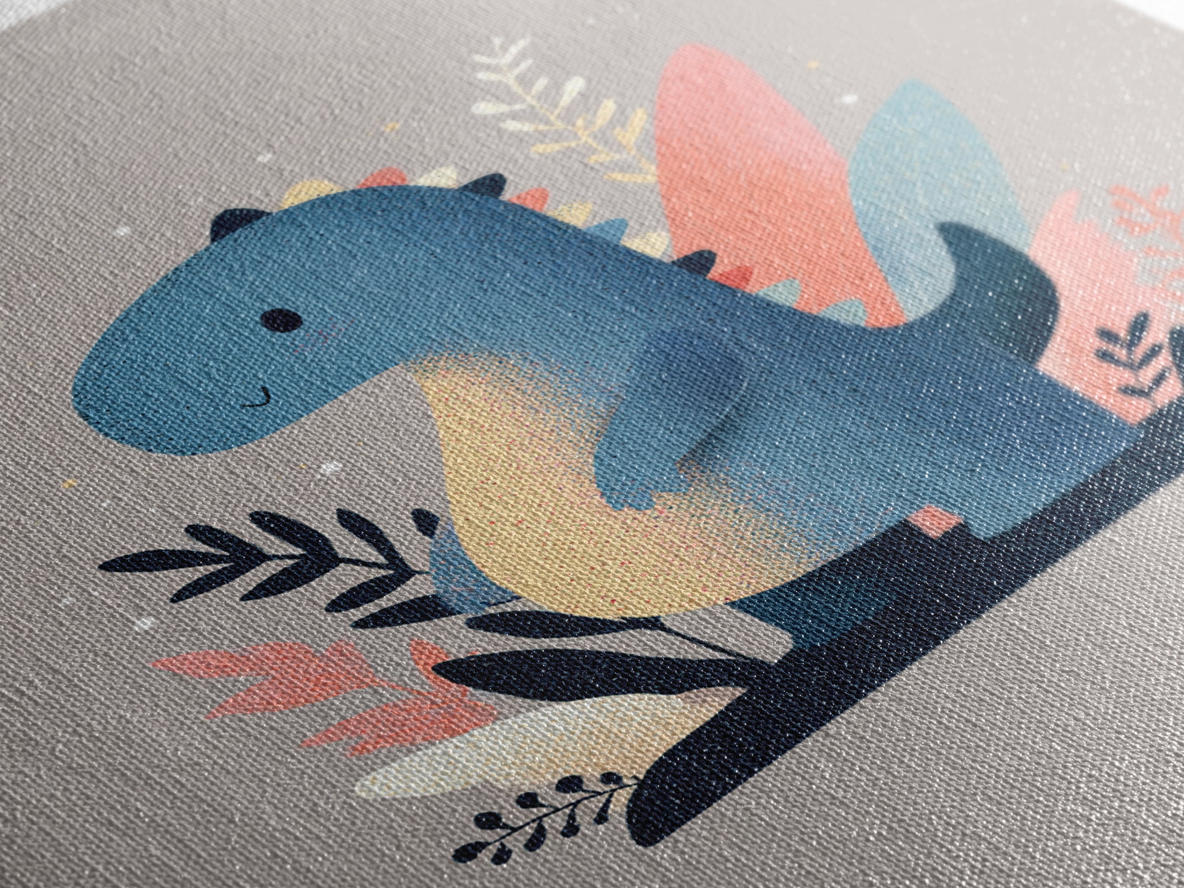 Tiny Dinosaur with Friendly Expression Canvas Print, Nursery Art, Nursery Decor, Nursery, Kids Wall Art, Woodland Nursery, NUR-2x3-71