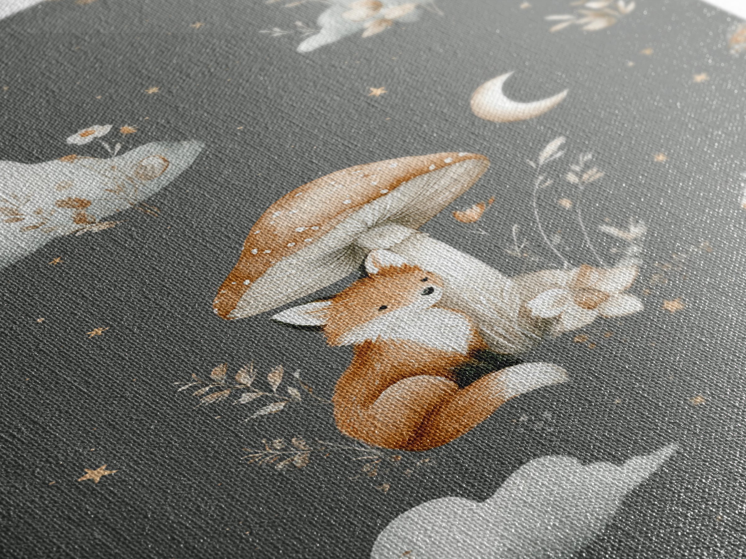 Woodland Fox Tucked Framed Canvas Print, Nursery Art, Playroom Wall Art, Nursery Decor, Fine Art, Nursery, Statement Artwork, NUR-2x3-84