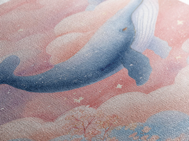 Whale and Tiny Stars Framed Canvas Print, Nursery Art, Nursery Wall Art, Nursery Decor, Fine Art, Nursery, Woodland Nursery, NUR-2x3-88