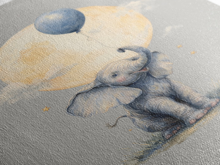 Sleepy Baby Elephant Holding a Tiny Balloon Canvas Print, Nursery Art, Art Print, Nursery Decor, Nursery 409, Wall Art Set of, NUR-2x3-9