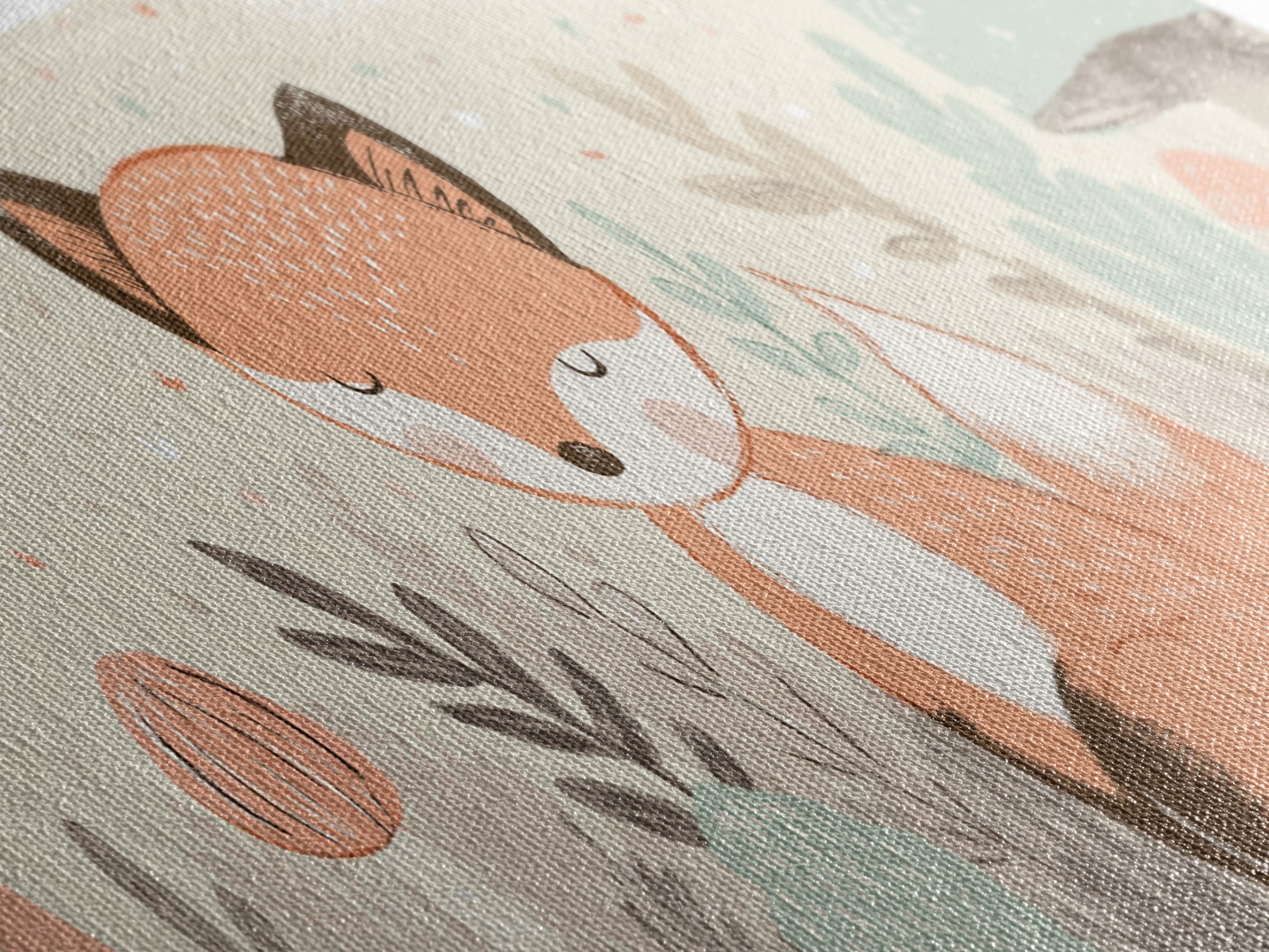 Woodland Fox Tucked Canvas Print, Nursery Art, Kids Room Wall Art, Nursery Decor, Fine Art, Nursery, Luxury Decor, Room Decor, NUR-3x1-20