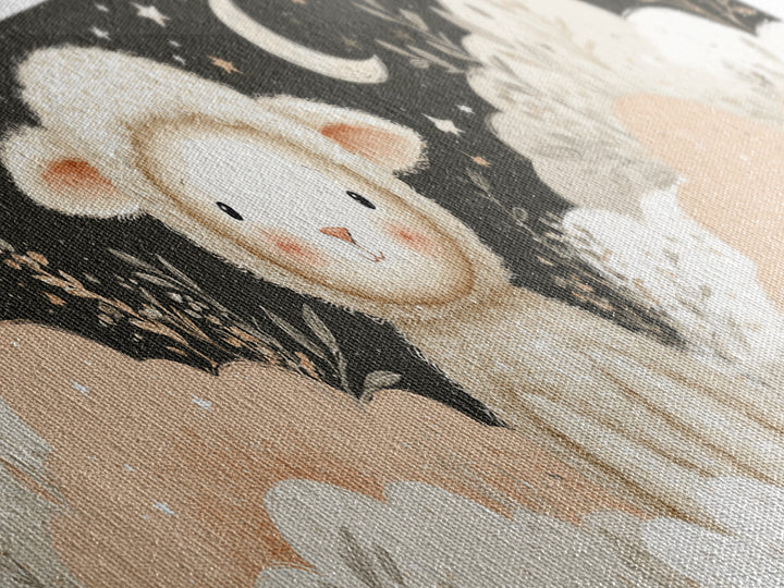 Little Lamb under a Starry Sky Canvas Print, Nursery Art, Luxury Decor, Nursery Decor, Fine Art, Nursery, Nursery Wall Art, NUR-3x1-35