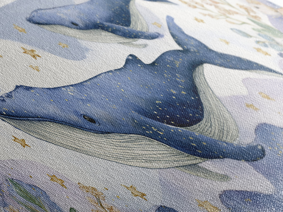 Whale and Tiny Stars Canvas Print, Nursery Art, Luxury Decor, Nursery Decor, Fine Art, Nursery, Nursery Wall Art, Printable Art, NUR-3x1-48