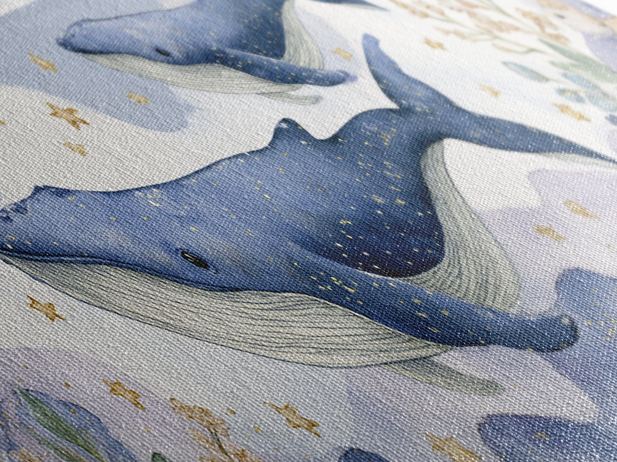 Whale and Tiny Stars Canvas Print, Nursery Art, Luxury Decor, Nursery Decor, Fine Art, Nursery, Nursery Wall Art, Printable Art, NUR-3x1-48