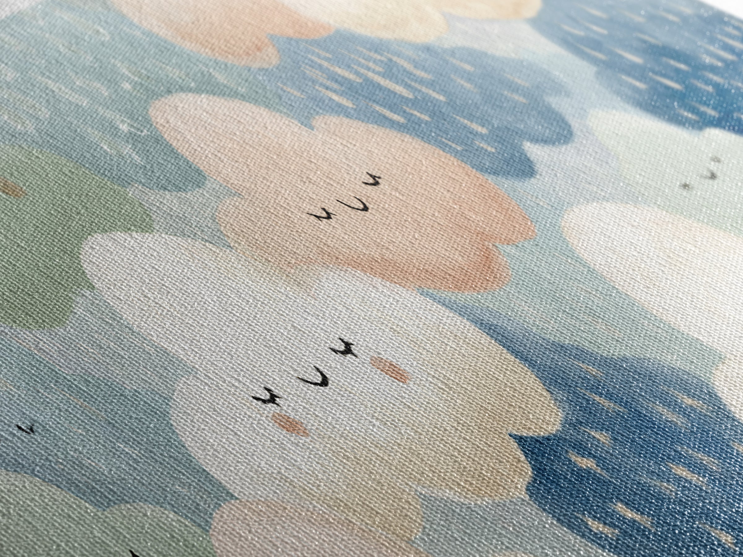 Clouds and Raindrops Canvas Print, Nursery Art, Home Decor, Nursery Decor, Oil Painting, Nursery, Contemporary Art, Wall Art, NUR-3x1-62