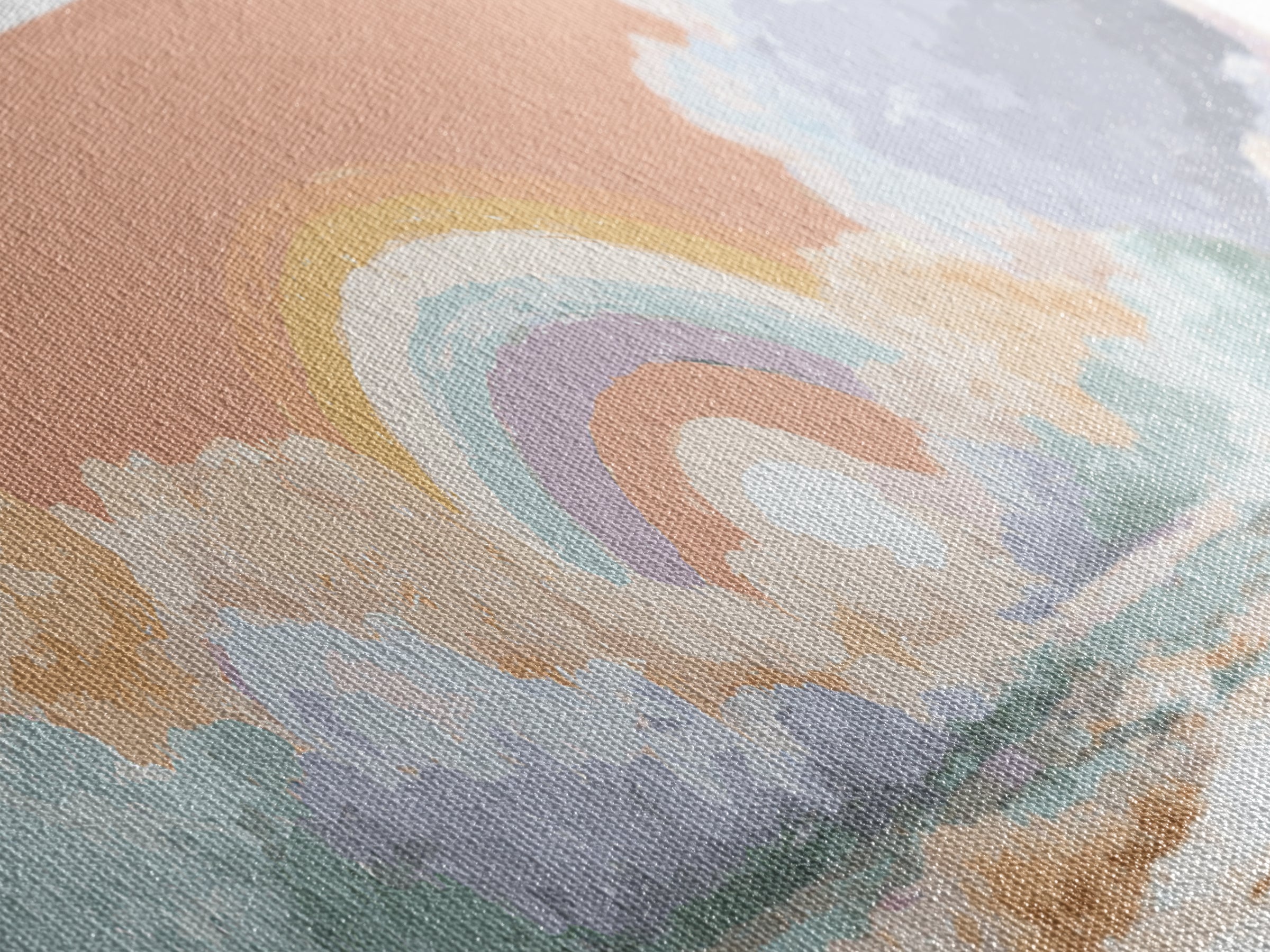 Rainbow Arch with Muted Nursery Colors Canvas Print, Nursery Art, Textured Painting, Nursery Decor, Oil Painting, Nursery, NUR-3x1-95