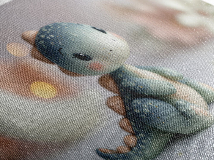Tiny Dinosaur with Friendly Expression Framed Canvas Print, Nursery Art, Playroom Wall Art, Nursery Decor, Fine Art, Nursery, NUR-3x2-19