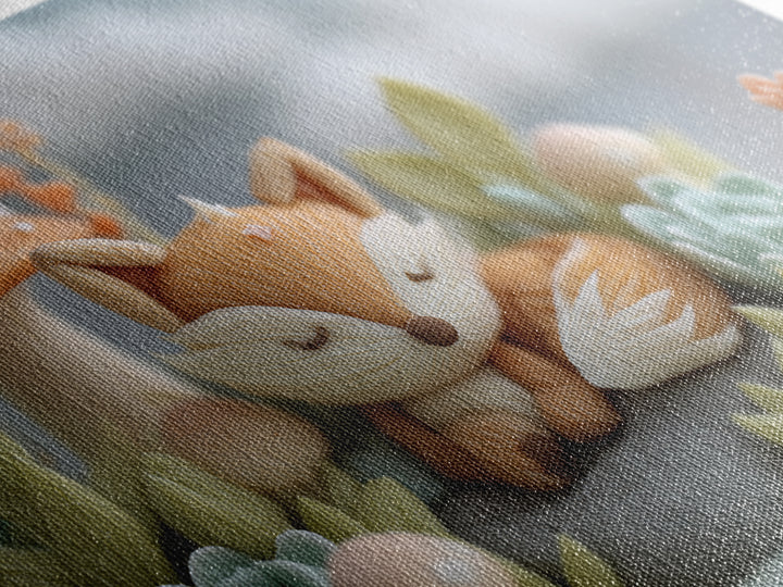 Woodland Fox Tucked Canvas Print, Nursery Art, Digital Download Art, Nursery Decor, Fine Art, Nursery, Whimsical Wall Art, NUR-3x2-32