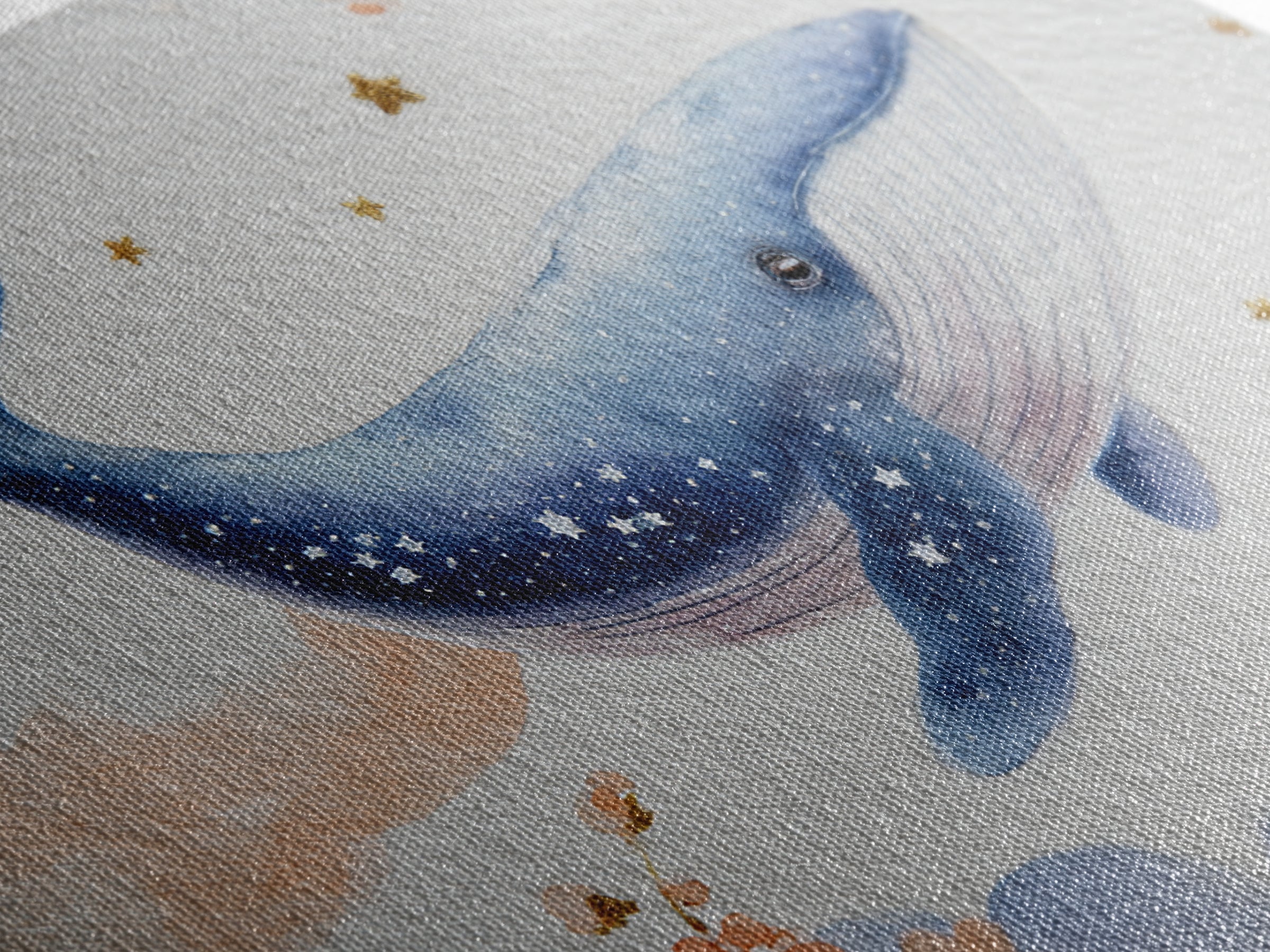 Whale and Tiny Stars Framed Canvas Print, Nursery Art, Kids Wall Art, Nursery Decor, Fine Art, Nursery, Gallery Decor, NUR-3x2-36