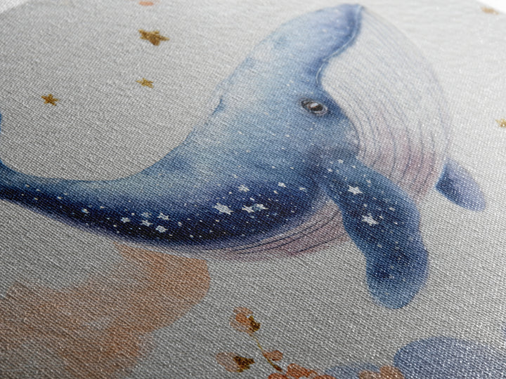 Whale and Tiny Stars Framed Canvas Print, Nursery Art, Kids Wall Art, Nursery Decor, Fine Art, Nursery, Gallery Decor, NUR-3x2-36