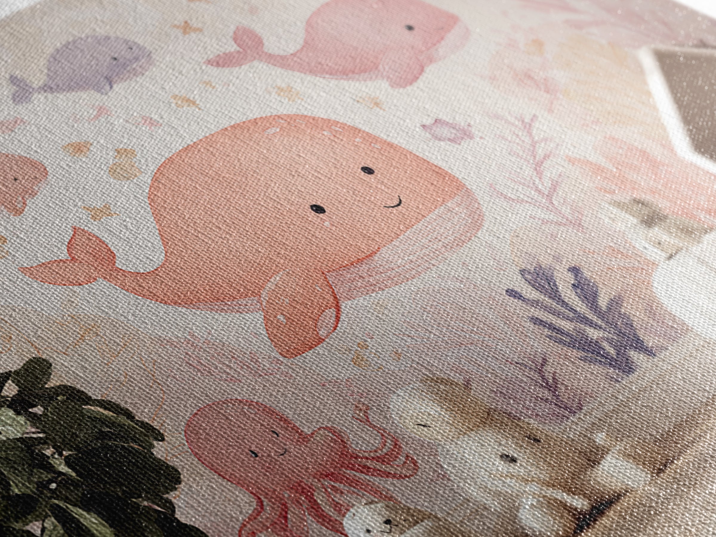 Friendly Ocean Creatures Canvas Print, Nursery Art, Wall Hangings, Nursery Decor, Fine Art, Nursery, Digital Download Art, NUR-3x2-4