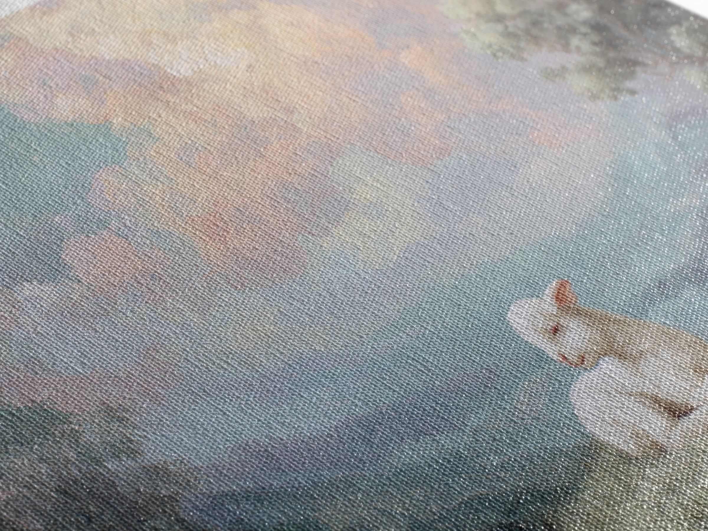 Little Lamb under a Starry Sky Framed Canvas Print, Nursery Art, Room Decor, Nursery Decor, Oil Painting, Nursery, NUR-3x2-47