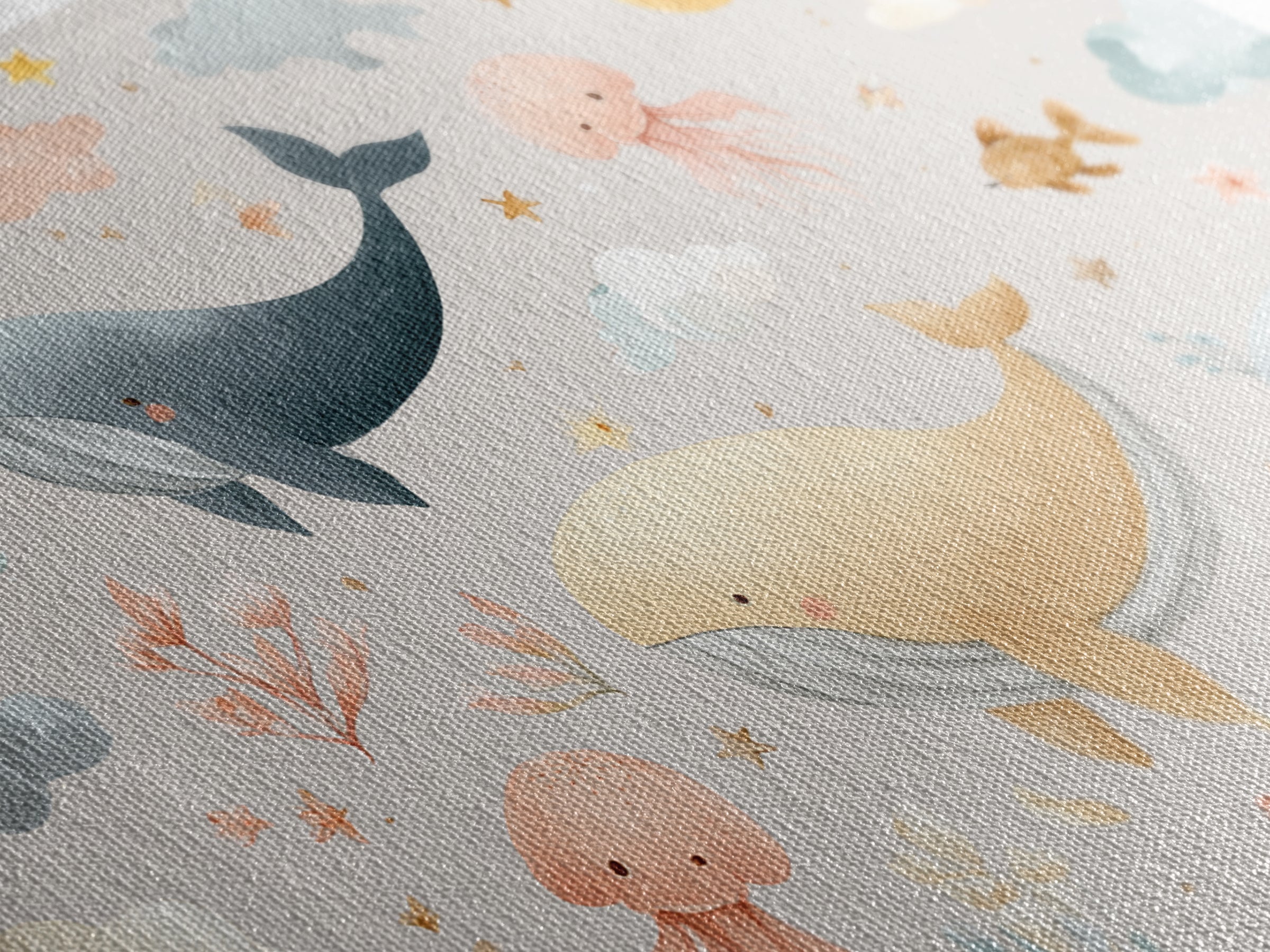 Friendly Ocean Creatures Canvas Print, Nursery Art, Butterfly Wall Art, Nursery Decor, Fine Art, Nursery, Woodland Nursery Art, NUR-3x2-52