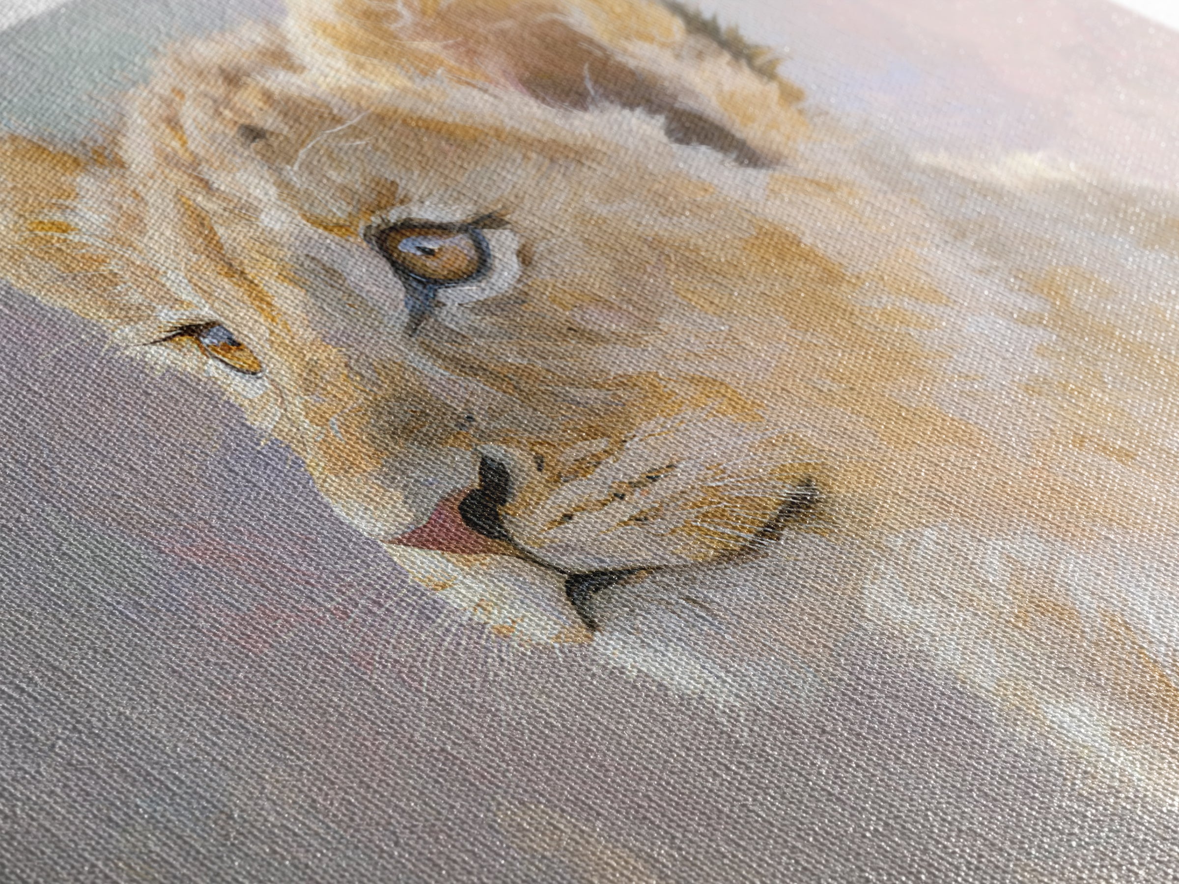 Lion Cub with Soft Golden Mane Canvas Print, Nursery Art, Playroom Wall Decor, Nursery Decor, Oil Painting, Nursery, NUR-3x2-61