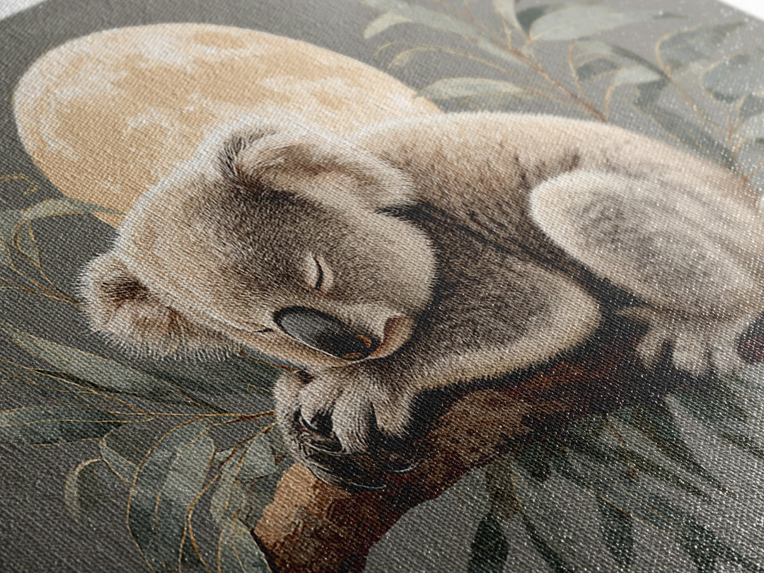 Sleeping Koala on Eucalyptus Branch Framed Canvas Print, Nursery Art, Baby Girl Nursery, Nursery Decor, Fine Art, Nursery, NUR-3x2-65