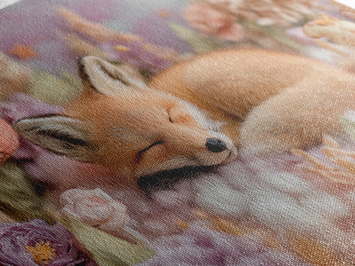 Woodland Fox Tucked Framed Canvas Print, Nursery Art, Fine Art Print, Nursery Decor, Watercolor Art, Nursery, Digital Art, NUR-3x2-80
