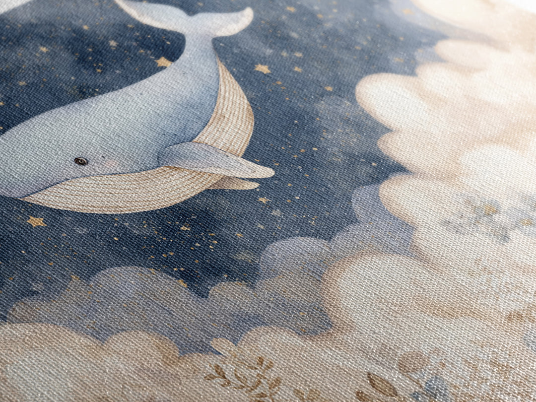 Whale and Tiny Stars Canvas Print, Nursery Art, Statement Artwork, Nursery Decor, Fine Art, Nursery, Printable Wall Art, NUR-3x2-84